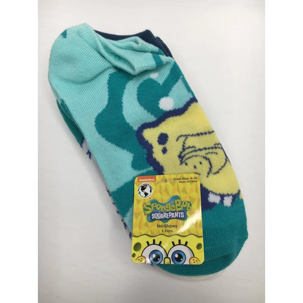 Spongebob Squarepants Women's No Show Socks 5 Pairs Patrick Plankton